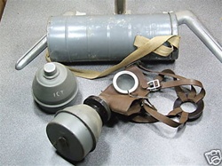 1939 Belgian Military Gas Mask with filter in metal can
